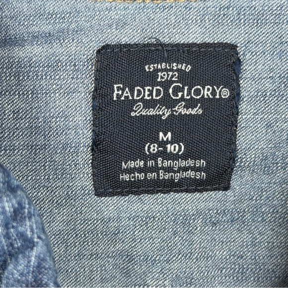 100% Cotton Women’s Denim Long Sleeve Pearl Snap Western Shirt Pockets Cowgirl M - Picture 5 of 5